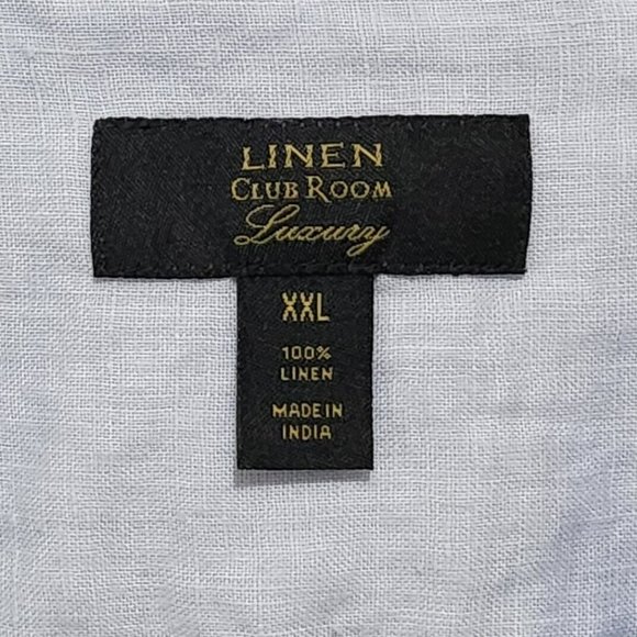 Luxury 100% Linen Men’s Shirt Blue Long Sleeve - Picture 2 of 4